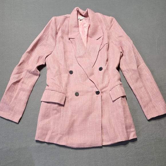 HYFVE Pink Double-Breasted Blazer New In Poly Bag Large PTP 20 - Picture 2 of 5